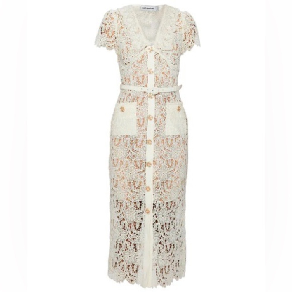 Self Portrait Cream Lace MIDI Dress